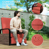 Outsunny Outdoor Recliner Chair, Reclining Outdoor Lounge Chair with Adjustable Backrest and Footrest, Wicker Chair with Flip Side Table, Aluminum Armrests and Cushion, Red