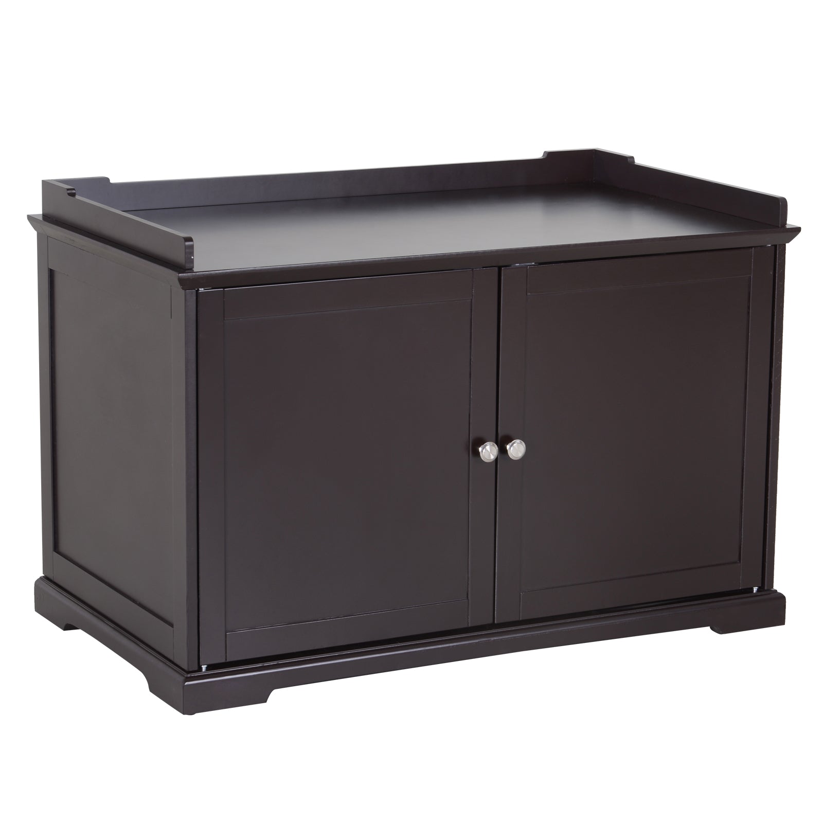 PawHut 37.5" Wooden Covered Mess Free Cat Litter Box End Table Hideaway Cabinet with Storage for Accessories, Brown