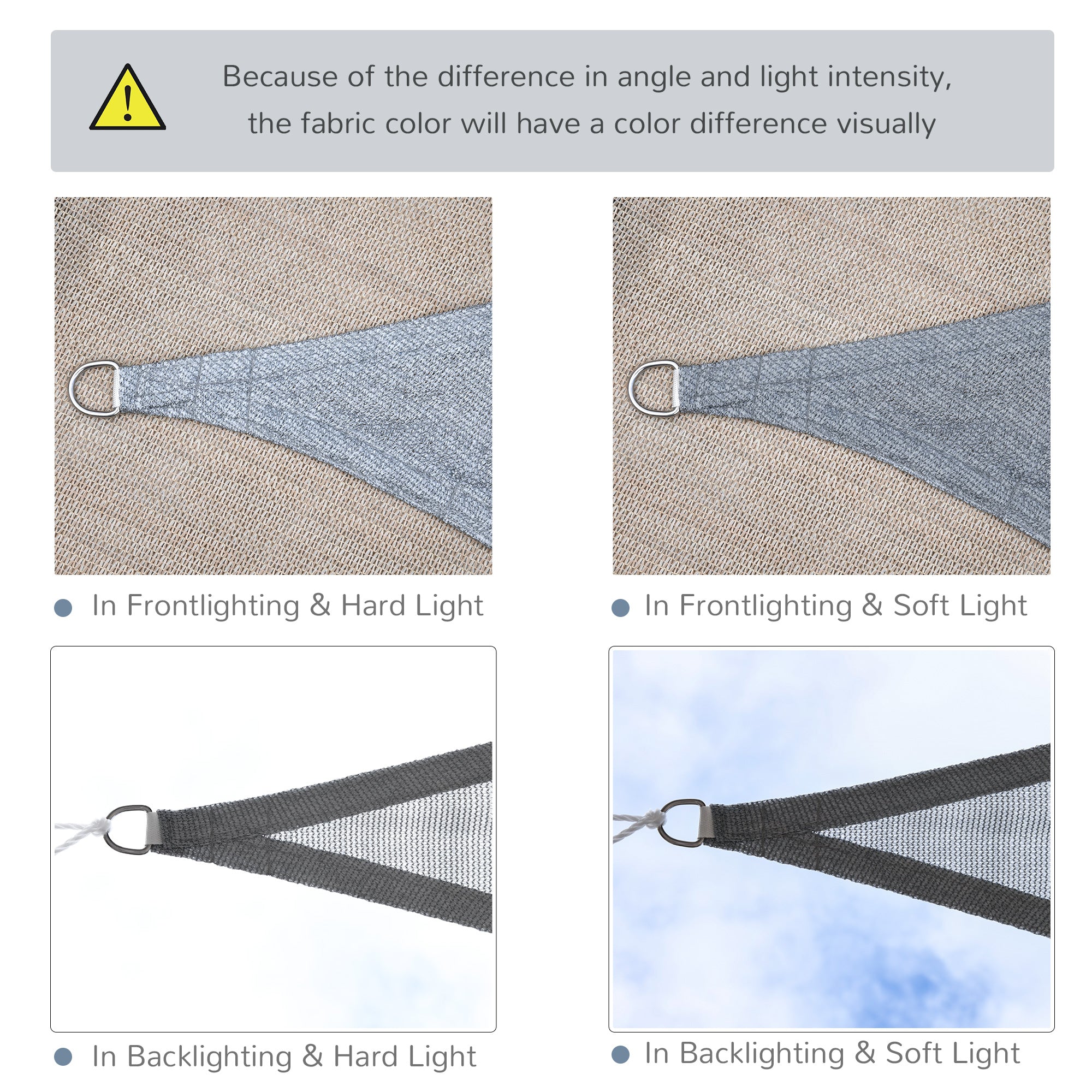 Outsunny Triangle 10' Canopy Sun Sail Shade Garden Cover UV Protector Outdoor Patio Lawn Shelter with Carrying Bag Grey