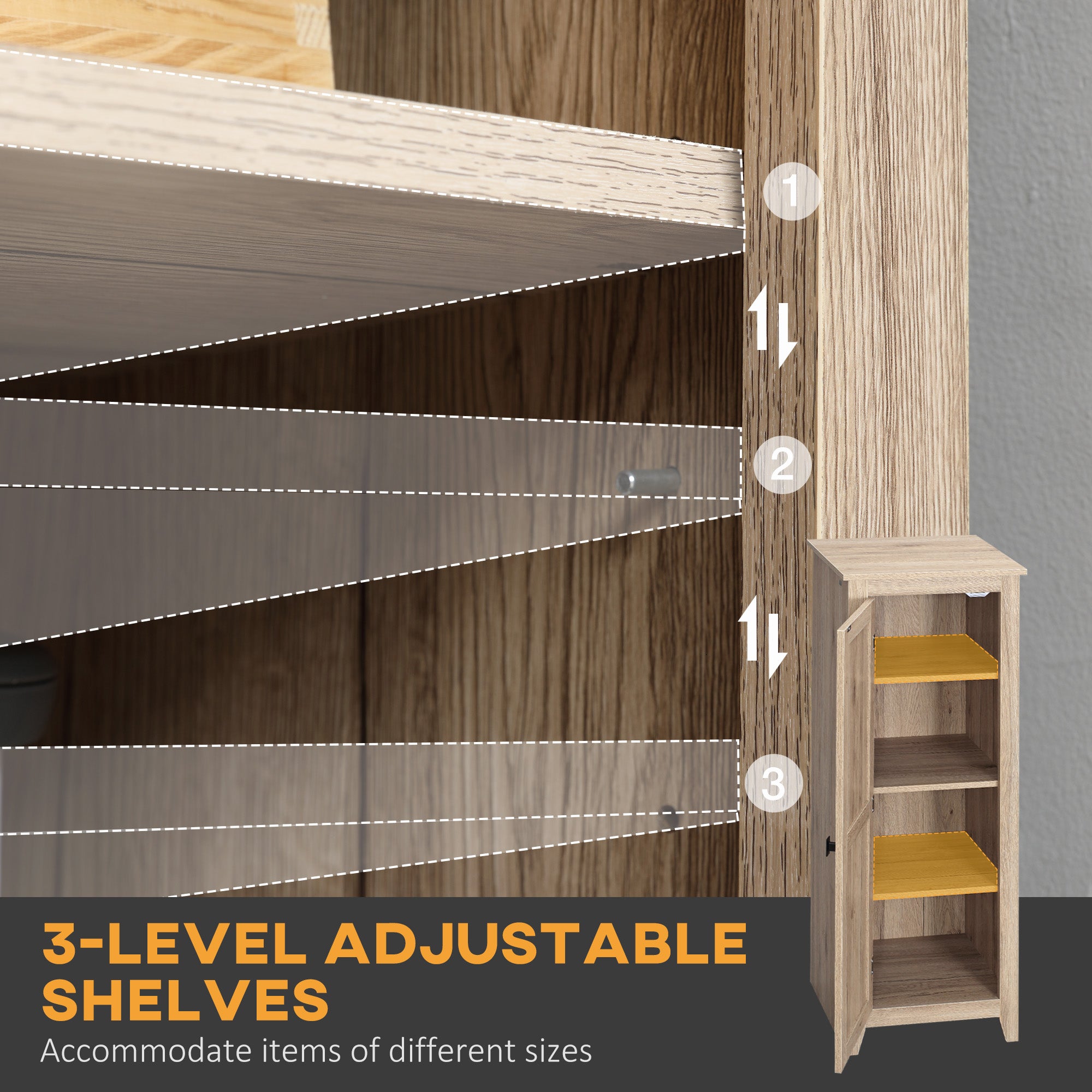 HOMCOM 48" Small Kitchen Pantry Cabinet, Freestanding Storage Cabinet, Farmhouse Narrow Kitchen Cabinet with Barn Door and Adjustable Shelves, Natural