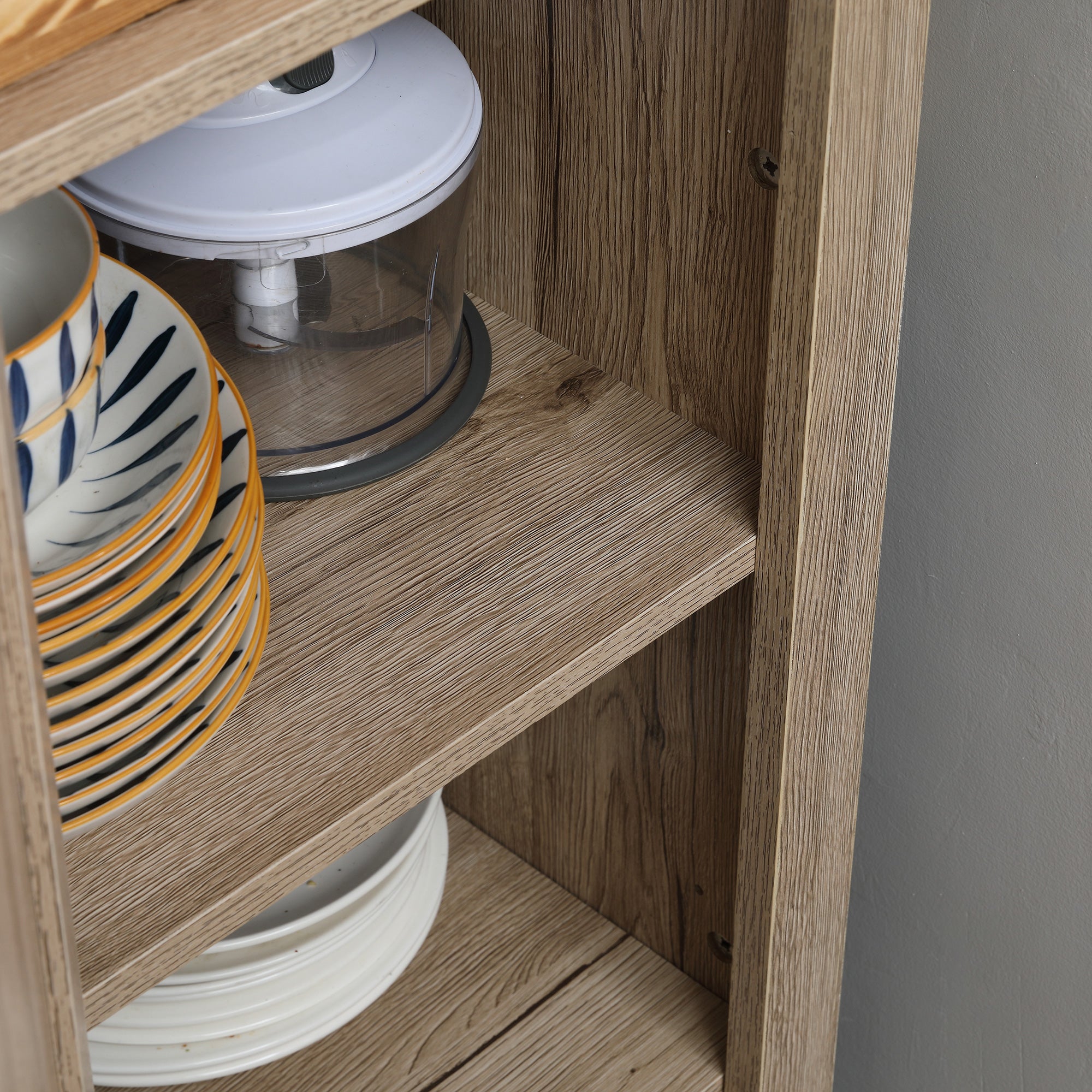 HOMCOM 48" Small Kitchen Pantry Cabinet, Freestanding Storage Cabinet, Farmhouse Narrow Kitchen Cabinet with Barn Door and Adjustable Shelves, Natural