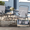 Outsunny 3 Pieces Folding Bistro Set with Back Adjustable Chairs, Bistro Table Set Outdoor Patio Furniture with Glass Top Table, Small Patio Set for Garden, Balcony, Porch, Grey