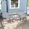 Outsunny 3 Pieces Folding Bistro Set with Back Adjustable Chairs, Bistro Table Set Outdoor Patio Furniture with Glass Top Table, Small Patio Set for Garden, Balcony, Porch, Grey