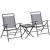 Outsunny 3 Pieces Folding Bistro Set with Back Adjustable Chairs, Bistro Table Set Outdoor Patio Furniture with Glass Top Table, Small Patio Set for Garden, Balcony, Porch, Grey