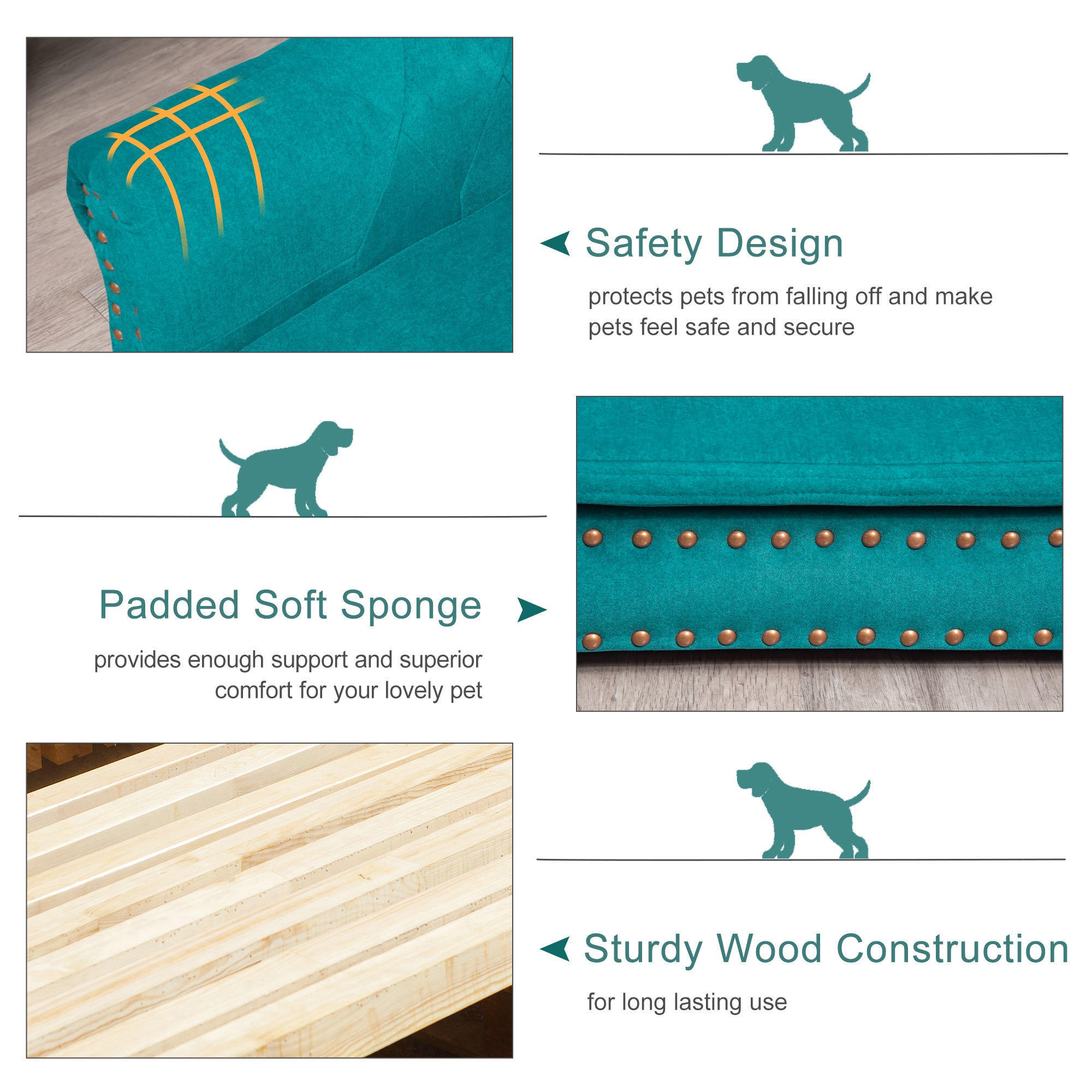 PawHut Dog Sofa with Soft Cushion, Pet Bed Cat Chair Couch with Water Resistant Fabric, Sponge Padded, Washable Cover, Easy Installation, Wooden Legs for Mini Sized Dogs - Green