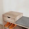 HOMCOM Shoe Bench with Storage, Modern Upholstered Entryway Bench with Shelves, Drawer and Table Top for Living Room, Hallway, Grey