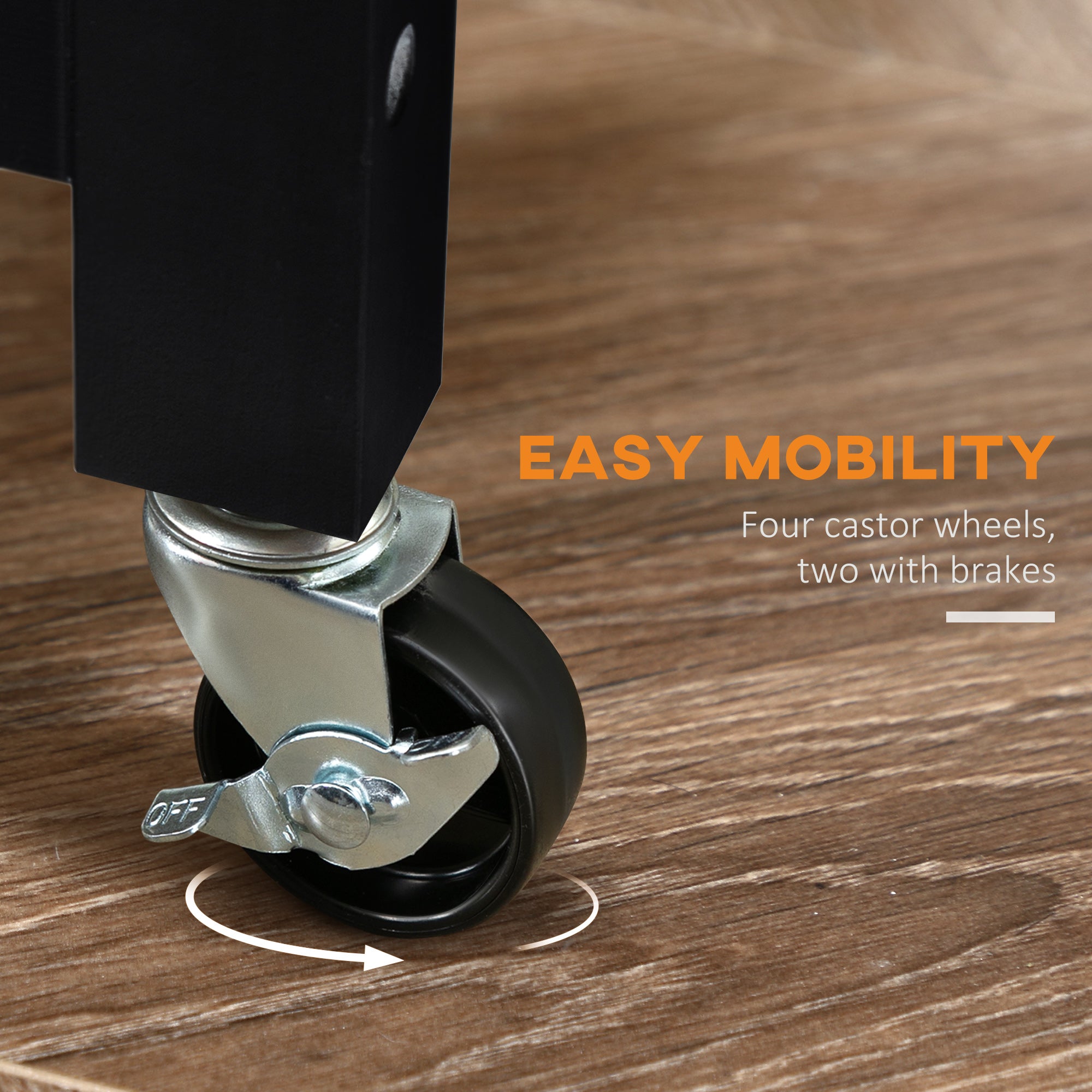 HOMCOM 3-Tier Kitchen Rolling Serving Cart with Open Shelves, Stainless Steel Top Pine Kitchen Island, Black