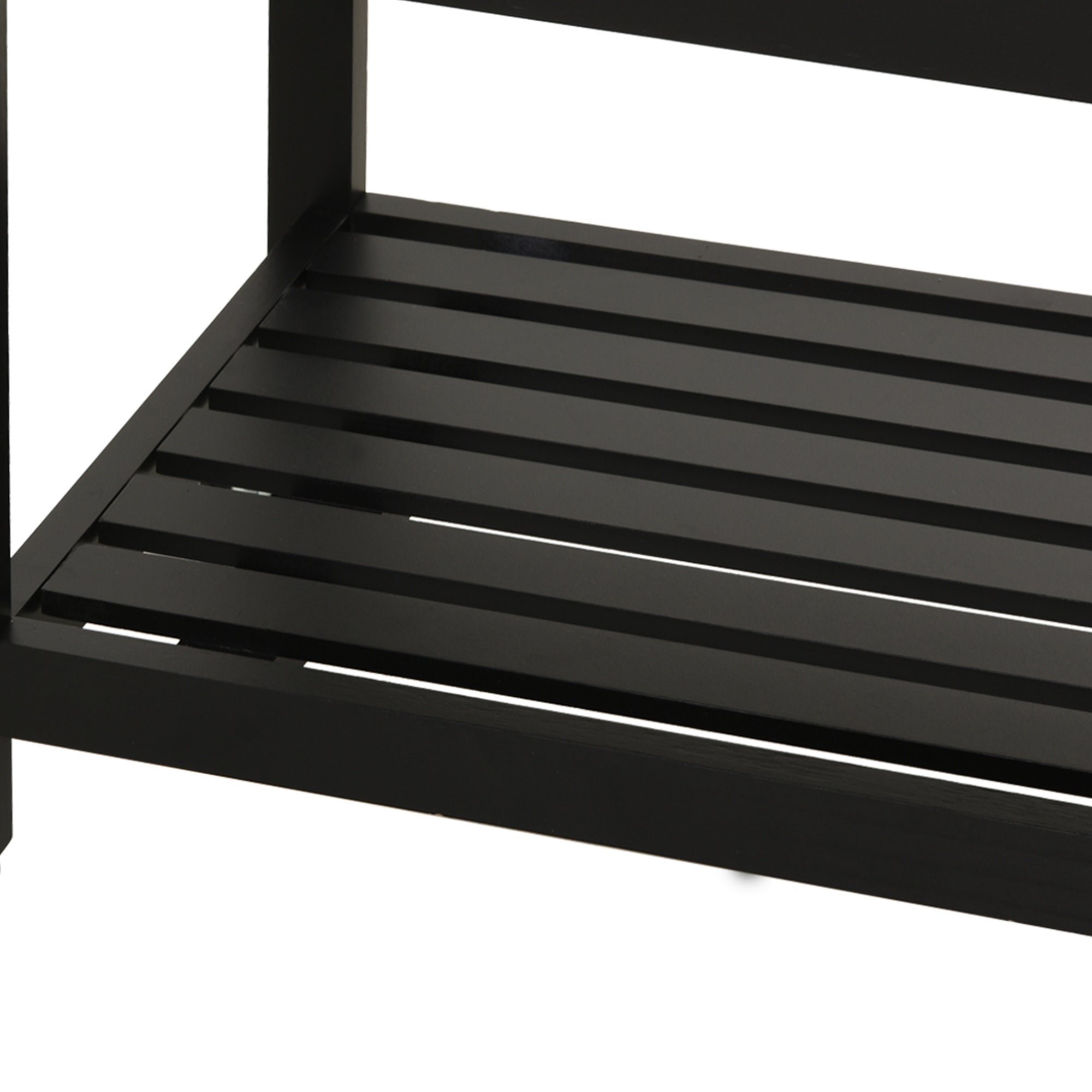 HOMCOM 3-Tier Kitchen Rolling Serving Cart with Open Shelves, Stainless Steel Top Pine Kitchen Island, Black