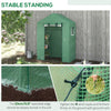 Outsunny Walk-in Mini Greenhouse with Mesh Door & Windows, Portable Garden Green House with 3 Tier Shelves, Water & UV Resistant PE Cover, Green