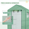 Outsunny Walk-in Mini Greenhouse with Mesh Door & Windows, Portable Garden Green House with 3 Tier Shelves, Water & UV Resistant PE Cover, Green