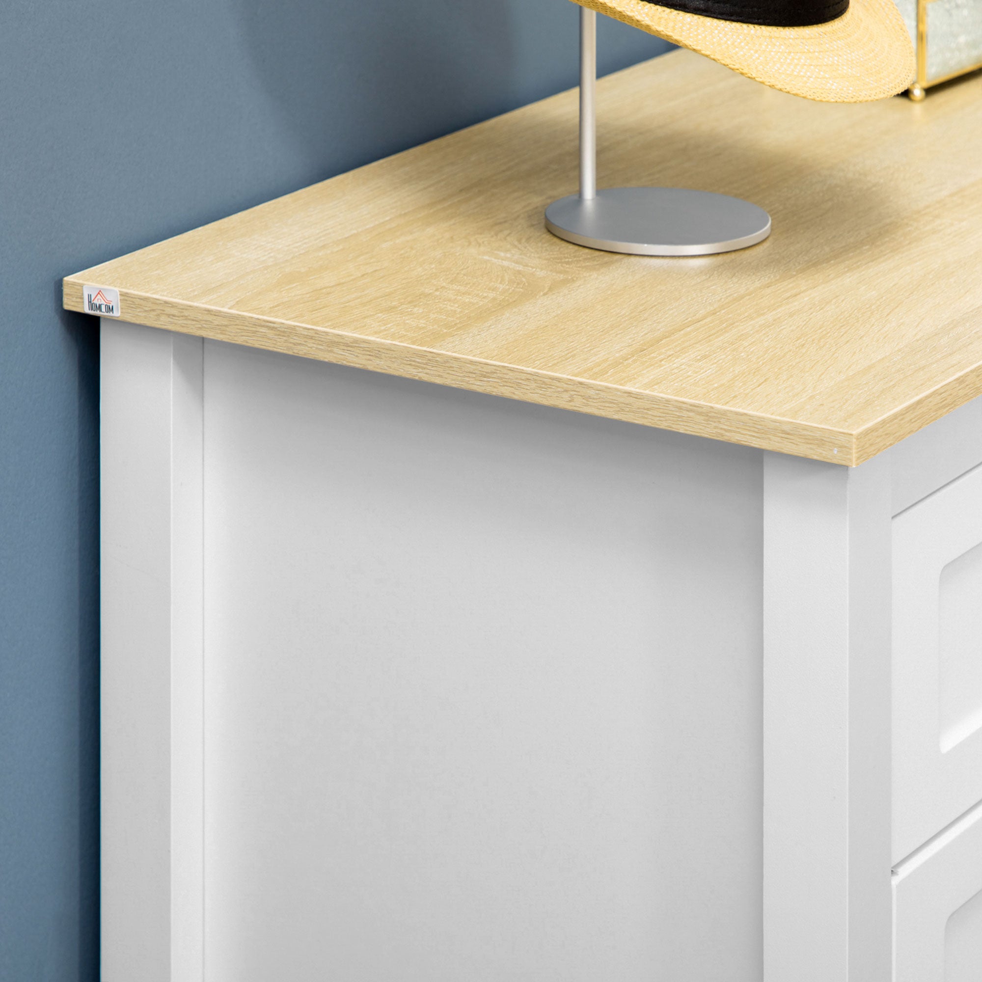 HOMCOM Sideboard, Modern Kitchen Storage Cabinet with Drawers and Adjustable Shelf, White