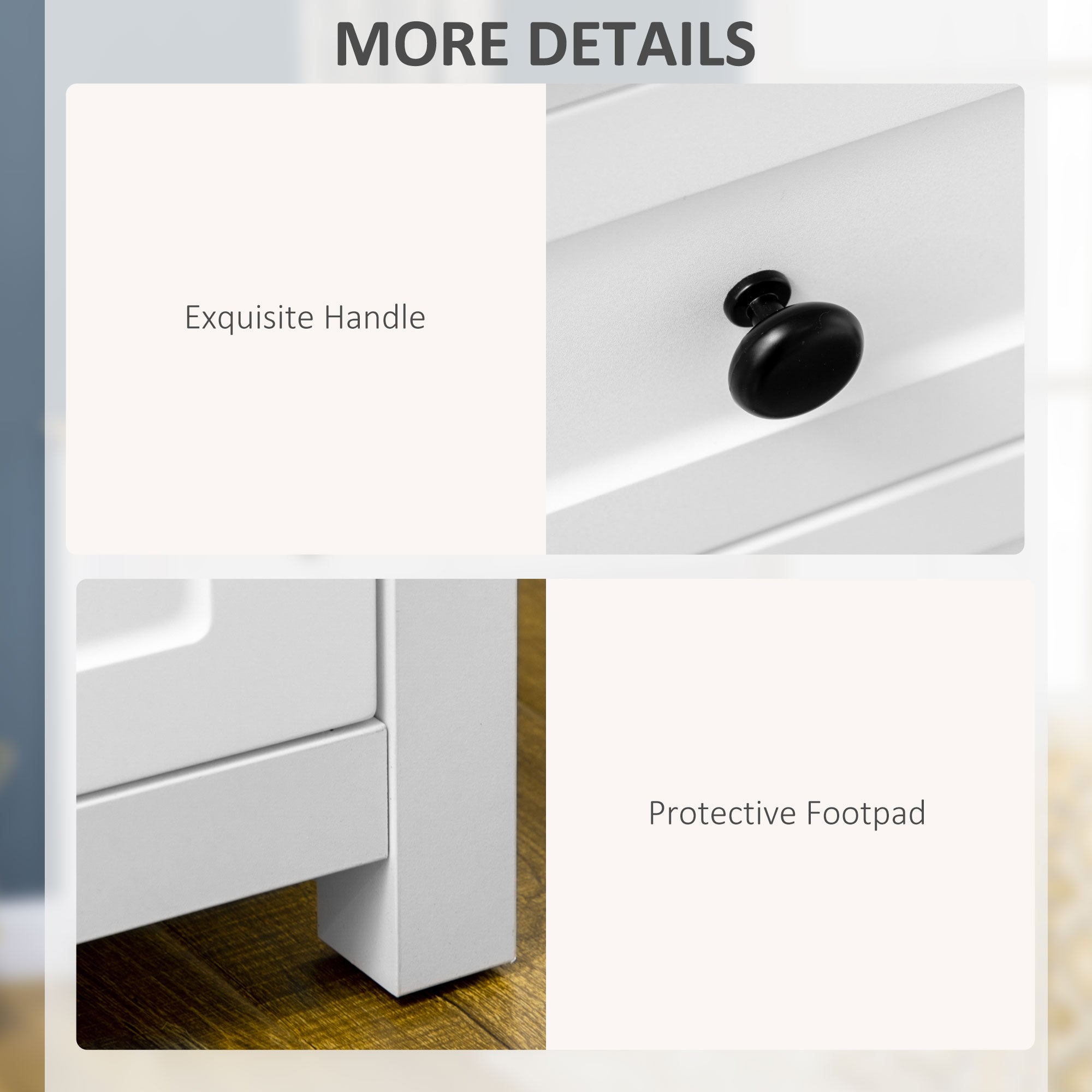 HOMCOM Sideboard, Modern Kitchen Storage Cabinet with Drawers and Adjustable Shelf, White