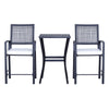 Outsunny 3 Pieces Outdoor Wicker Bar Set, Classic Bistro Bar Set Garden Rattan Style Patio Bar Table & High Chairs w/ Cushions Home Bar Furniture, Cream White