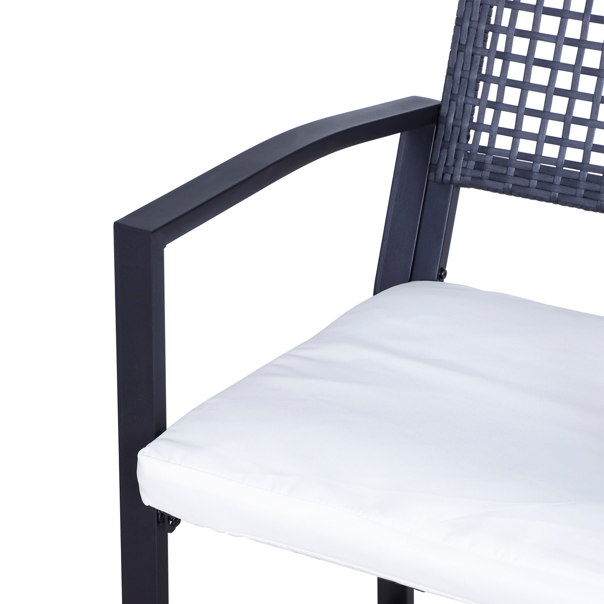 Outsunny 3 Pieces Outdoor Wicker Bar Set, Classic Bistro Bar Set Garden Rattan Style Patio Bar Table & High Chairs w/ Cushions Home Bar Furniture, Cream White