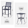 Outsunny 3 Pieces Outdoor Wicker Bar Set, Classic Bistro Bar Set Garden Rattan Style Patio Bar Table & High Chairs w/ Cushions Home Bar Furniture, Cream White