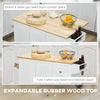 HOMCOM Kitchen Island with Drop Leaf, Rolling Kitchen Cart on Wheels with 3 Drawers, Cabinet, Natural Wood Top, Spice Rack and Towel Rack, White