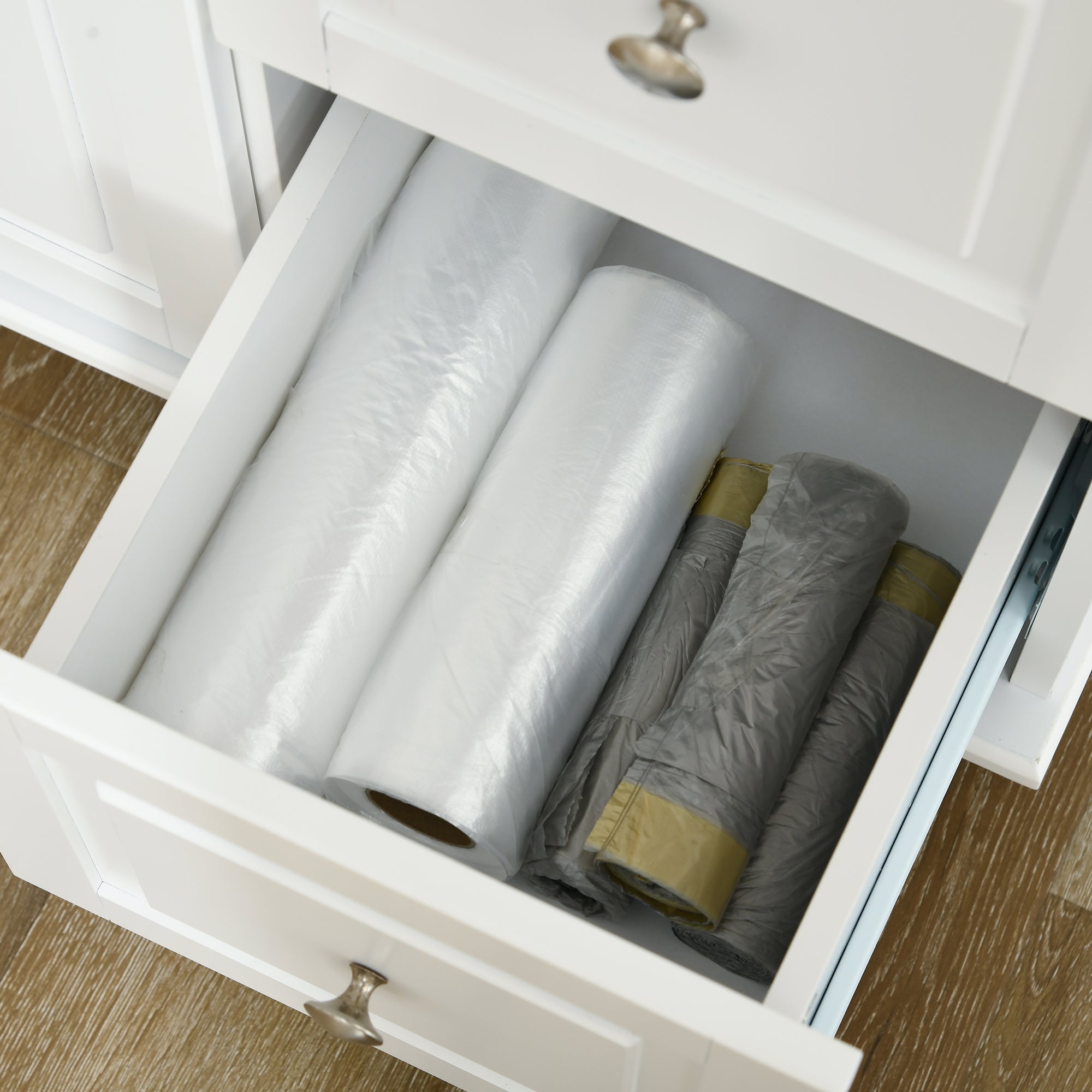 HOMCOM Kitchen Island with Drop Leaf, Rolling Kitchen Cart on Wheels with 3 Drawers, Cabinet, Natural Wood Top, Spice Rack and Towel Rack, White