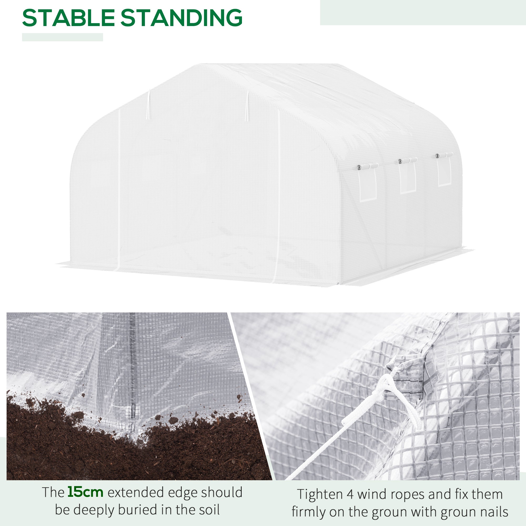 Outsunny 11.5' x 10' x 6.6' Portable Walk-In Tunnel Greenhouse, Garden Plant Growing Warm House, Outdoor Seed Flower Vegetable Growth Tent, White