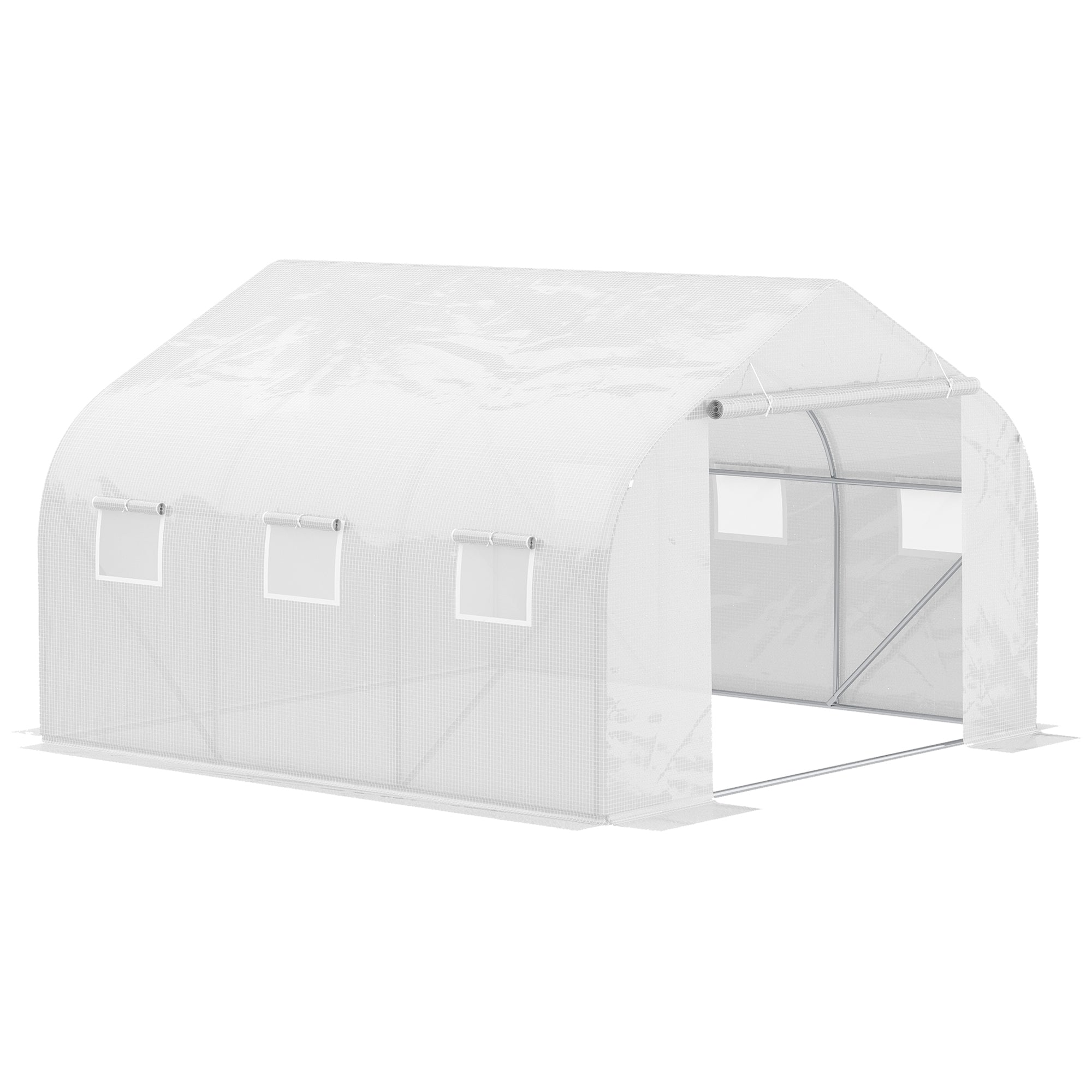 Outsunny 11.5' x 10' x 6.6' Portable Walk-In Tunnel Greenhouse, Garden Plant Growing Warm House, Outdoor Seed Flower Vegetable Growth Tent, White