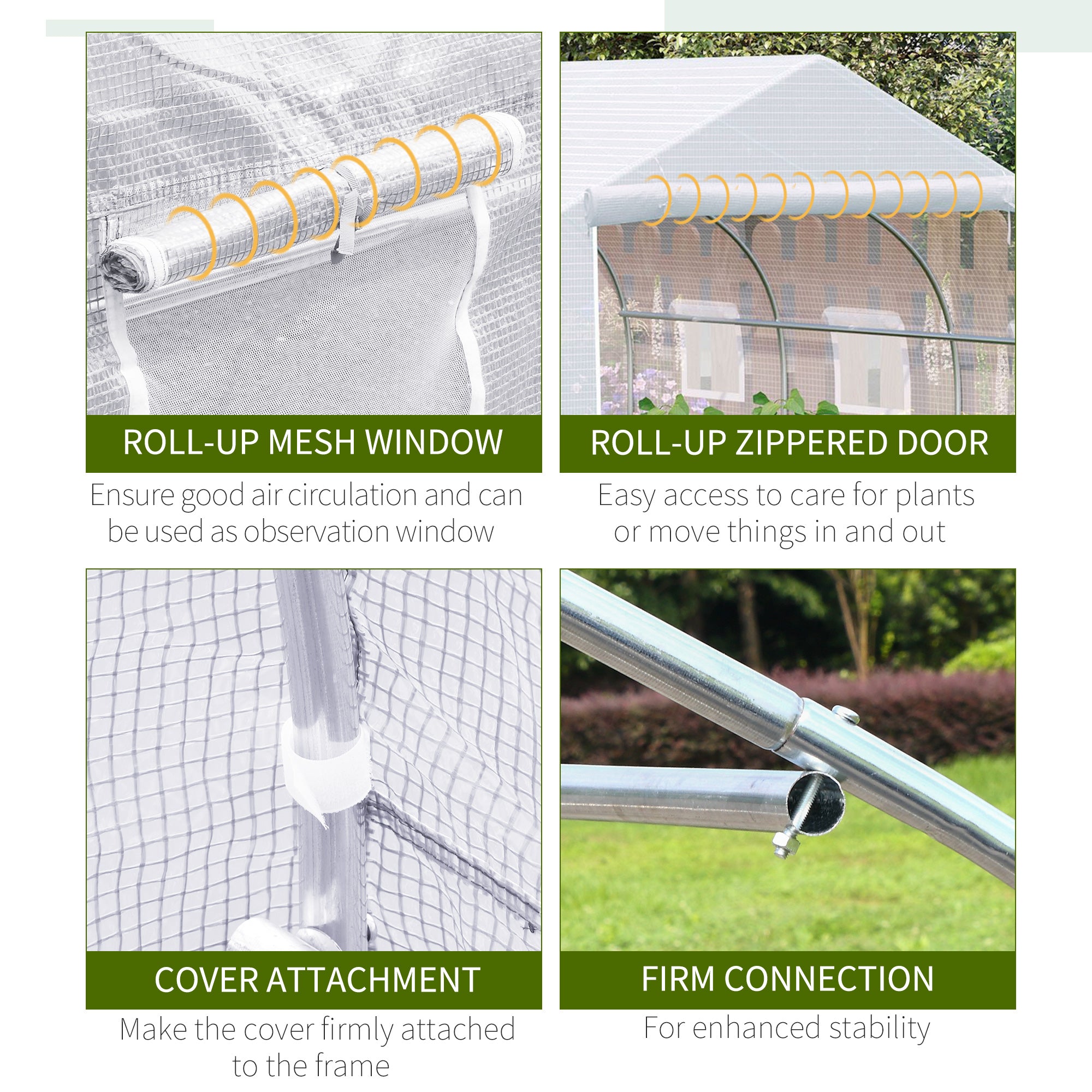 Outsunny 11.5' x 10' x 6.6' Portable Walk-In Tunnel Greenhouse, Garden Plant Growing Warm House, Outdoor Seed Flower Vegetable Growth Tent, White