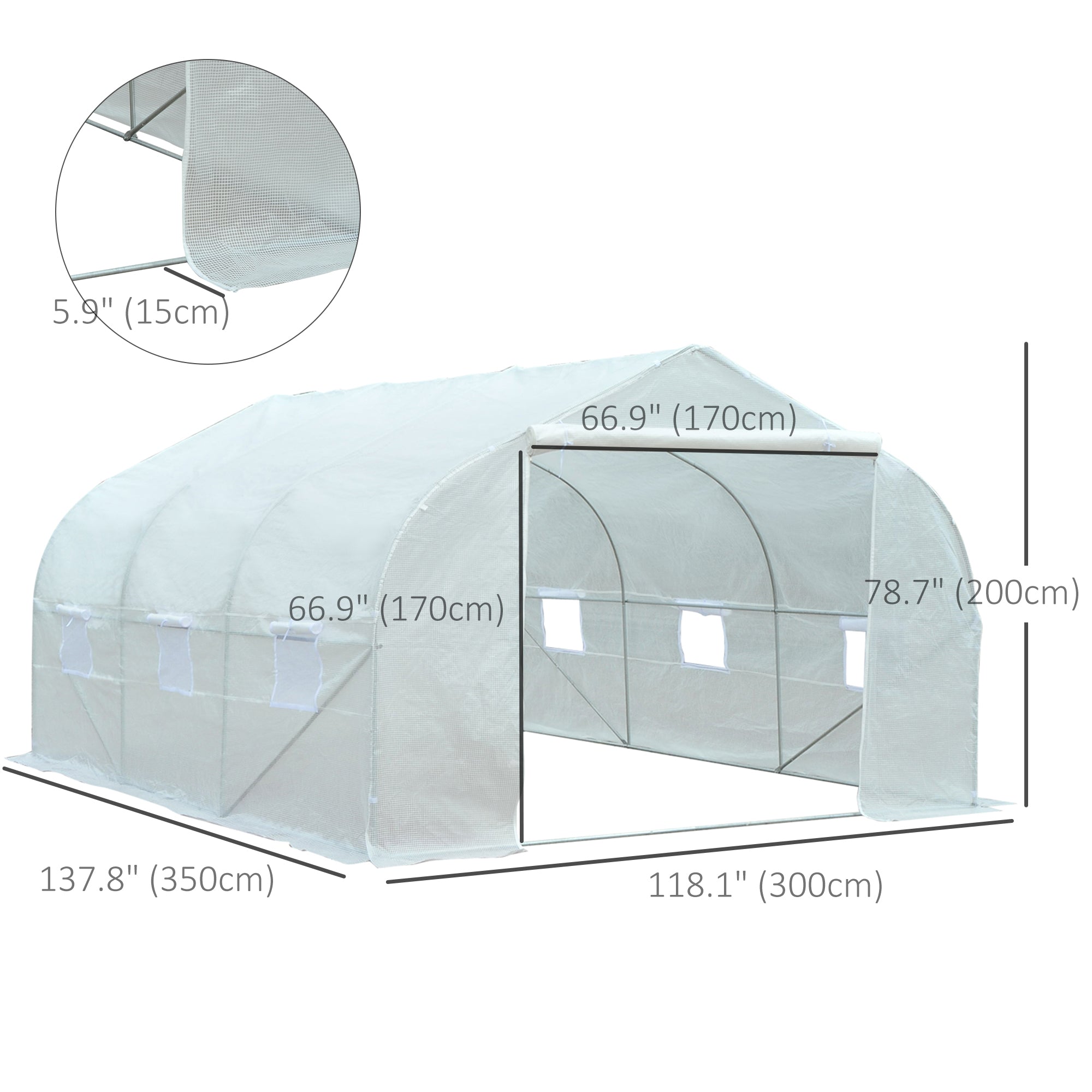 Outsunny 11.5' x 10' x 6.6' Portable Walk-In Tunnel Greenhouse, Garden Plant Growing Warm House, Outdoor Seed Flower Vegetable Growth Tent, White