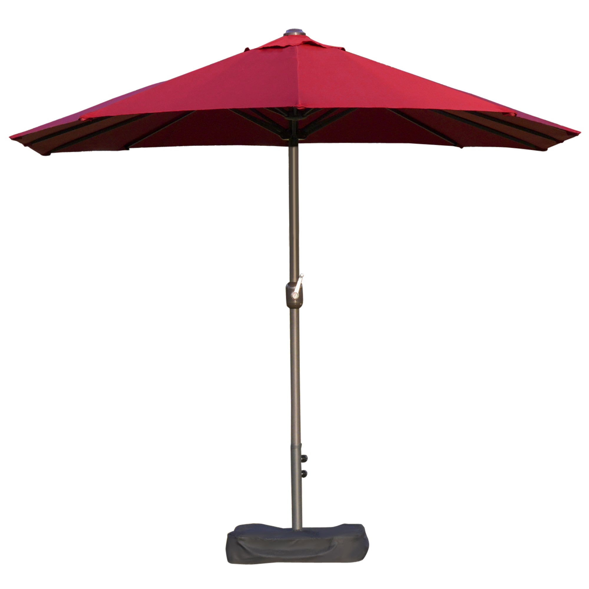 Outsunny 15' Outdoor Patio Umbrella with Twin Canopy Sunshade Steel Table Umbrella with Lift Crank, Cross base, Sandbag, Wine Red