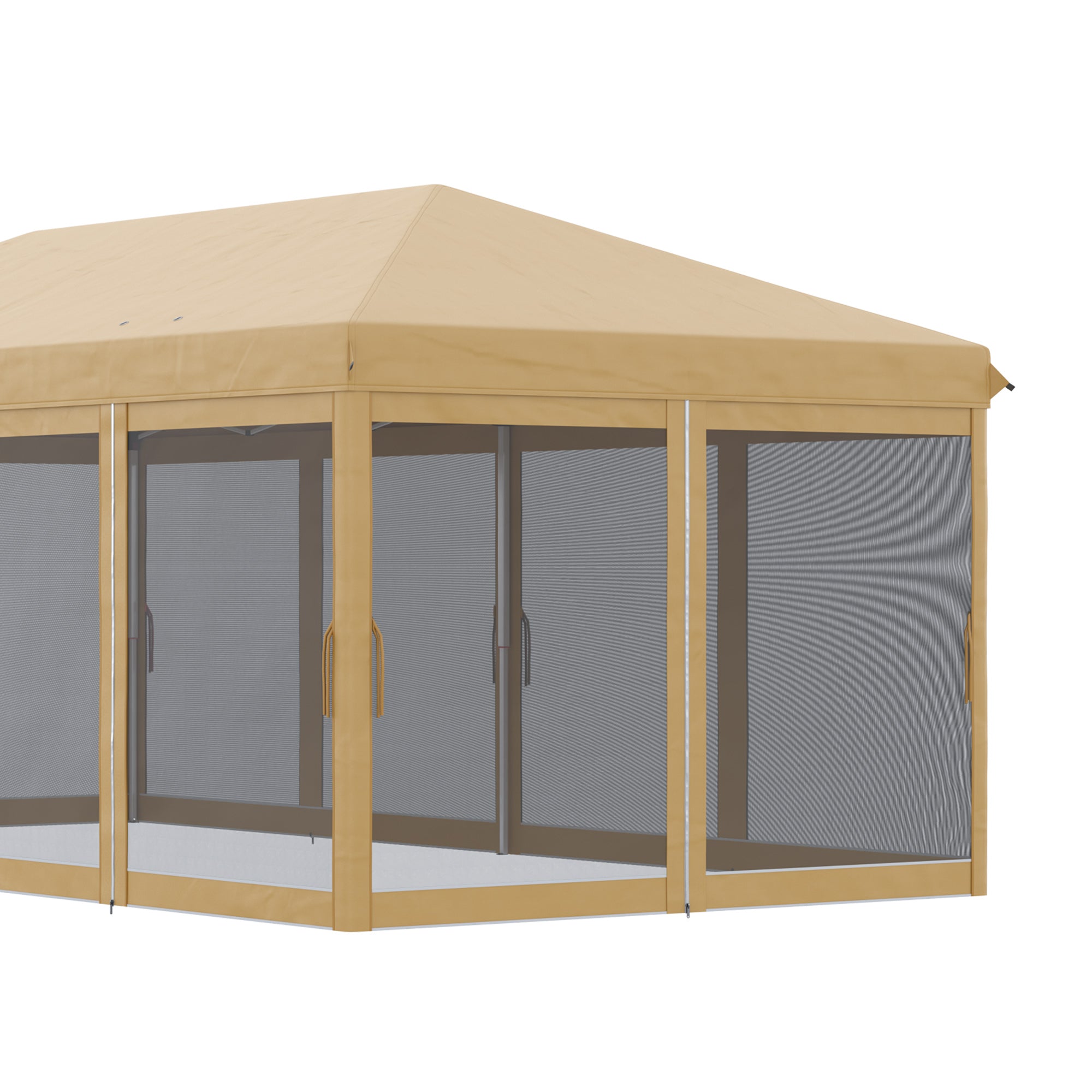 Outsunny 10' x 20' Pop Up Canopy Tent Gazebo with Removable Mesh Sidewall Netting, Carry Bag for Backyard Patio Outdoor, Beige