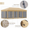 Outsunny 10' x 20' Pop Up Canopy Tent Gazebo with Removable Mesh Sidewall Netting, Carry Bag for Backyard Patio Outdoor, Beige