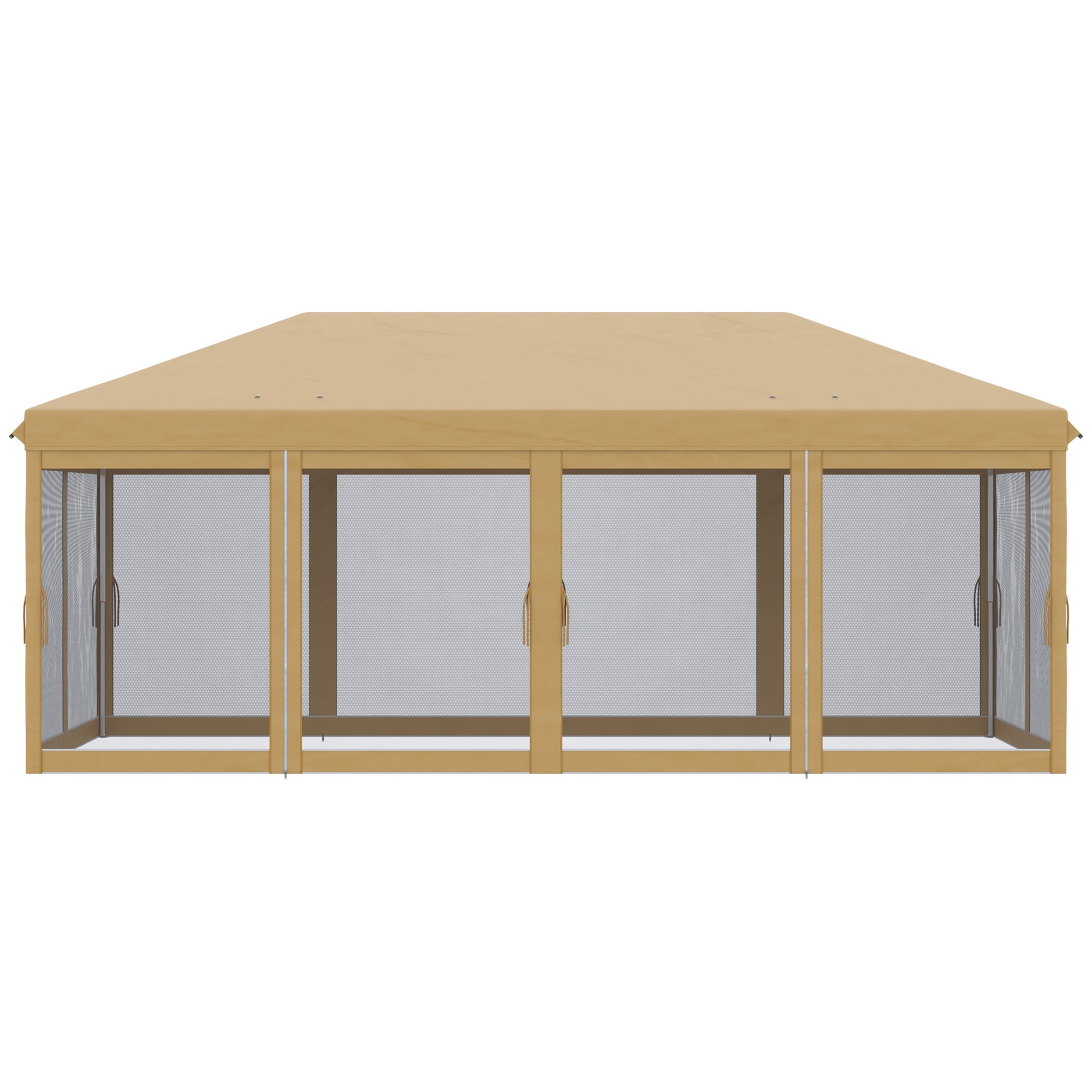 Outsunny 10' x 20' Pop Up Canopy Tent Gazebo with Removable Mesh Sidewall Netting, Carry Bag for Backyard Patio Outdoor, Beige