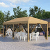 Outsunny 10' x 20' Pop Up Canopy Tent Gazebo with Removable Mesh Sidewall Netting, Carry Bag for Backyard Patio Outdoor, Beige
