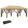 Outsunny 10' x 20' Pop Up Canopy Tent Gazebo with Removable Mesh Sidewall Netting, Carry Bag for Backyard Patio Outdoor, Beige