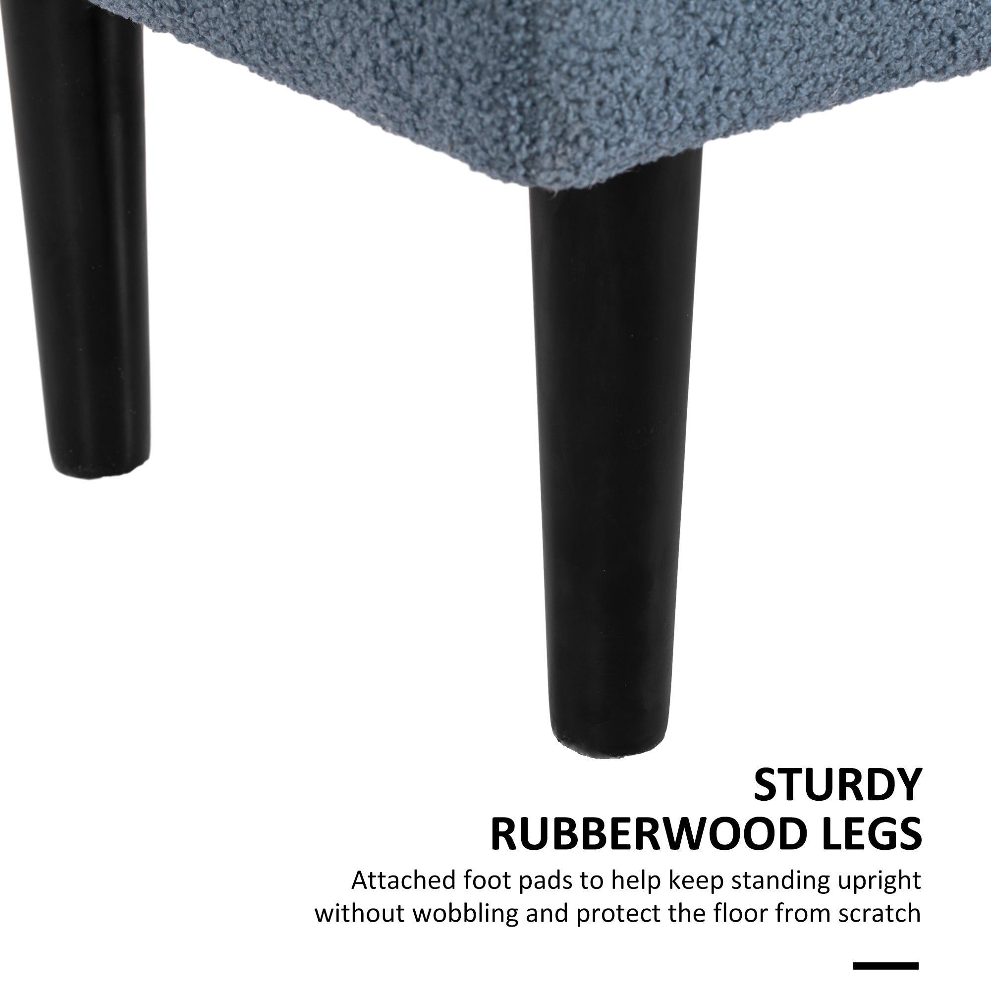 HOMCOM 37 Inch Modern Ottoman with Storage and Wooden Legs, Storage Ottoman with Teddy Velvet Upholstery, for Living Room, Bedroom, Blue