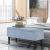 HOMCOM 37 Inch Modern Ottoman with Storage and Wooden Legs, Storage Ottoman with Teddy Velvet Upholstery, for Living Room, Bedroom, Blue