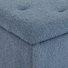 HOMCOM 37 Inch Modern Ottoman with Storage and Wooden Legs, Storage Ottoman with Teddy Velvet Upholstery, for Living Room, Bedroom, Blue
