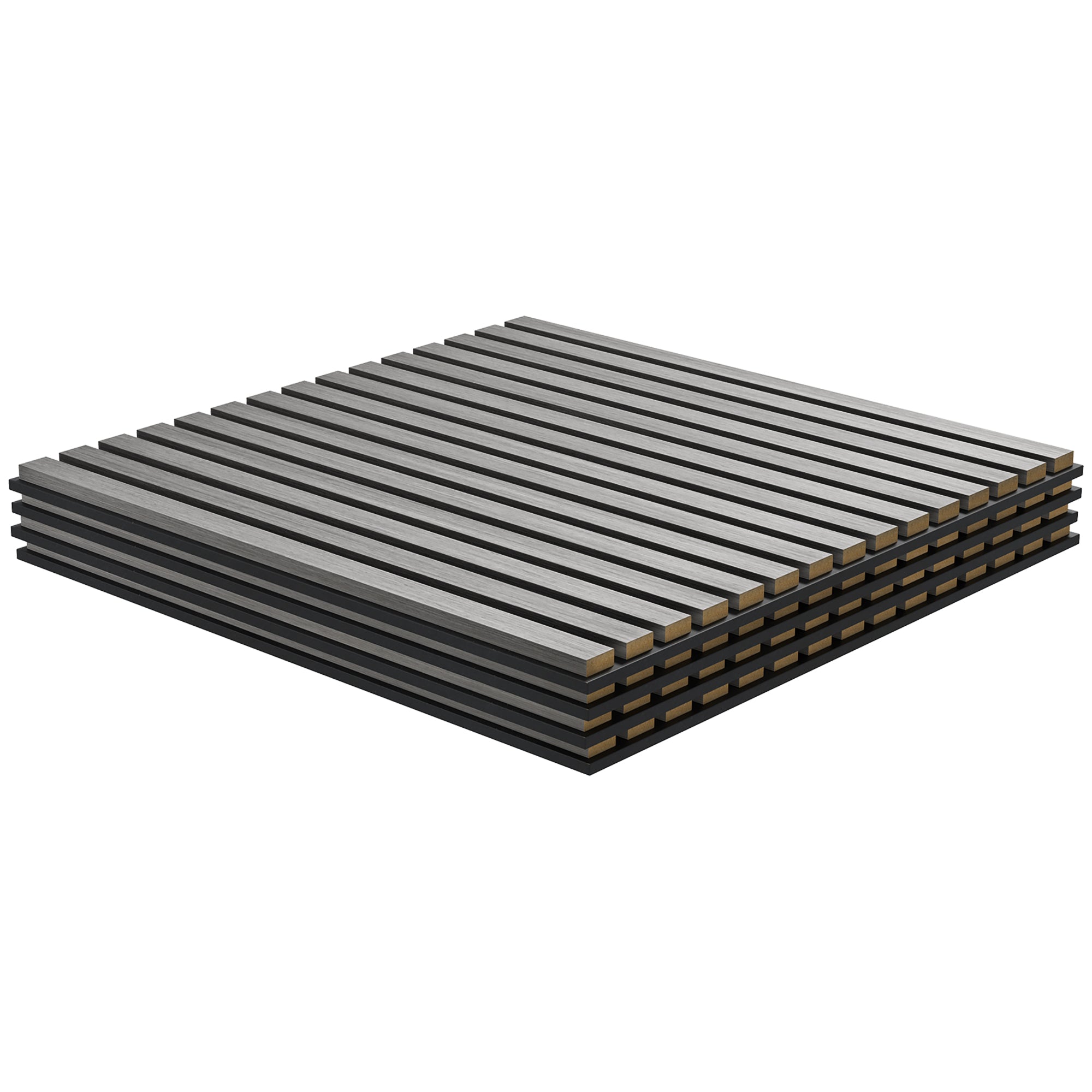 HOMCOM 24 x 24 Inches 3D Faux Wood Wall Panels, 4 Pack Acoustic Panels, Sound Absorbing and Proof Slat Wall For Interior Wall Decor, Home, Office, Studio, Grey