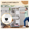PawHut Outdoor Cat House, Large Catio Wooden Kitten Enclosure Elevated Design, with Wheels, Resting Box, Water-Resistant, Multi Platforms, for 1-3 Cats, White