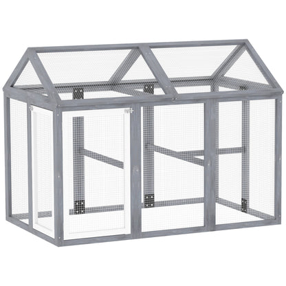 PawHut Large Chicken Run, Wooden Chicken Coop, Pet Playpen w/ Combinable Design - Grey