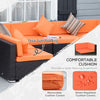 Outsunny 7 Piece Patio Furniture Set, PE Rattan Outdoor Conversation Set with Sectional Sofa, Glass Tabletop, Cushions and Pillows for Garden, Lawn, Deck, Coffee and Orange
