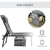 Outsunny Folding Lounge Chair, Reclining Tanning Chair, Portable Sun Lounger with Adjustable Backrest and Removable Pillow for Patio, Garden, Beach, Mixed Grey