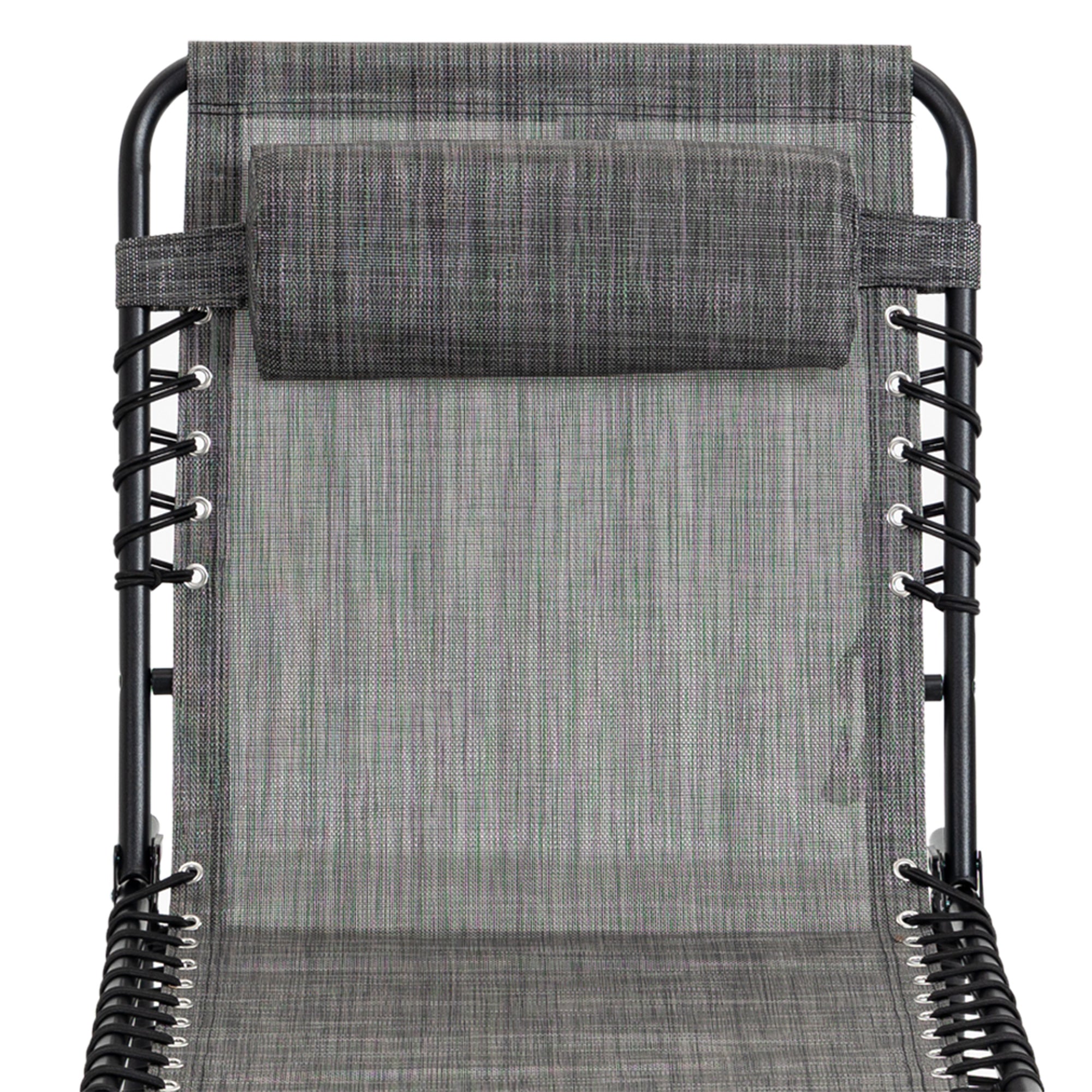 Outsunny Folding Lounge Chair, Reclining Tanning Chair, Portable Sun Lounger with Adjustable Backrest and Removable Pillow for Patio, Garden, Beach, Mixed Grey
