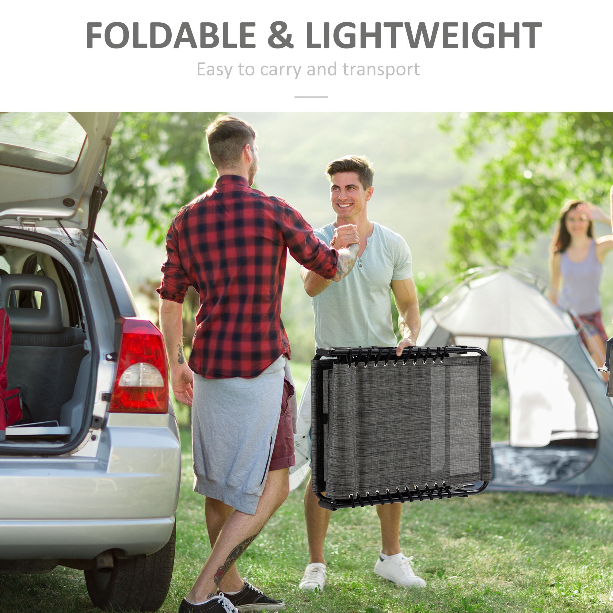 Outsunny Folding Lounge Chair, Reclining Tanning Chair, Portable Sun Lounger with Adjustable Backrest and Removable Pillow for Patio, Garden, Beach, Mixed Grey