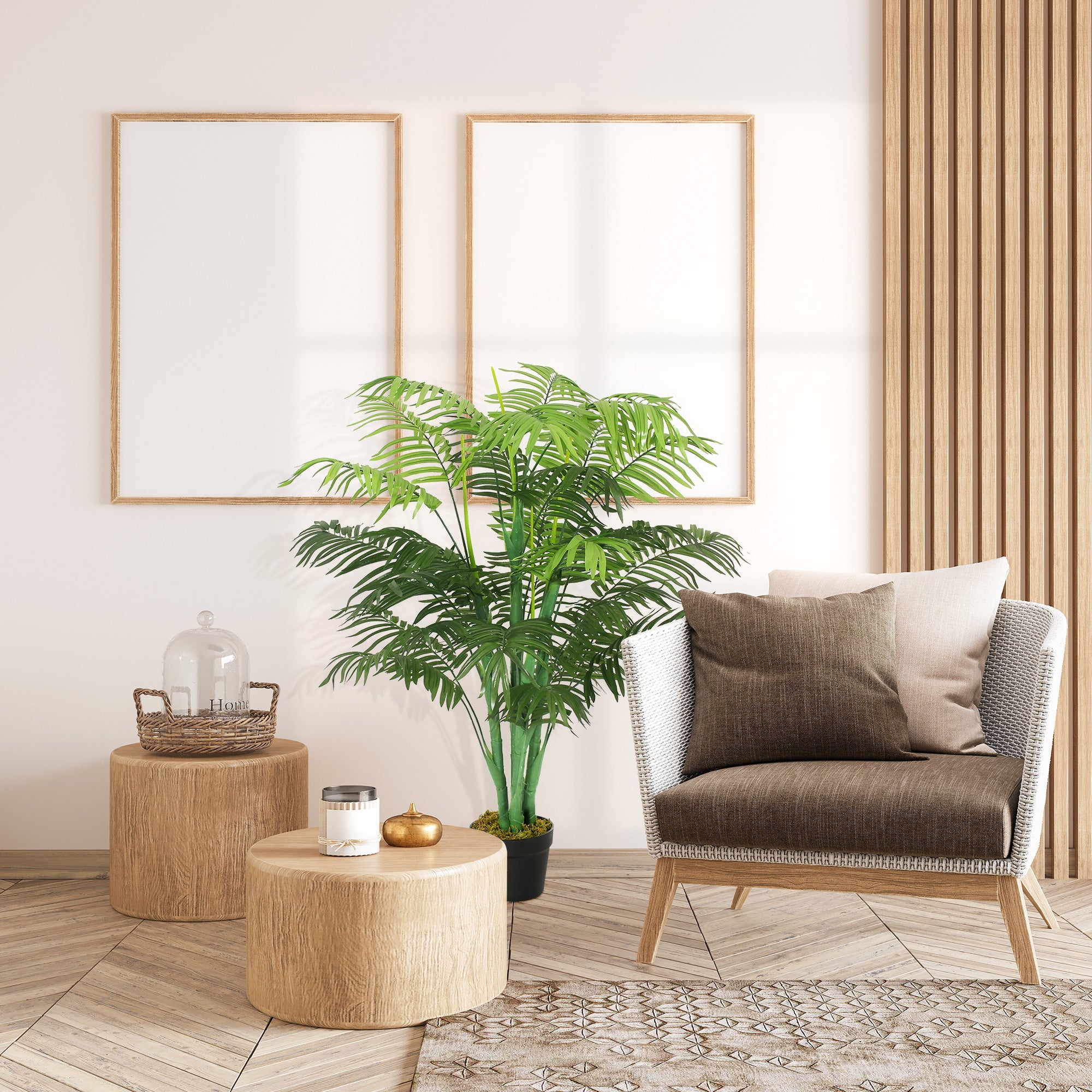 Outsunny 4FT Artificial Palm Tree, Fake Tropical Tree with Lifelike Leaves, Faux Plant in Pot for Indoor and Outdoor Decoration, Green