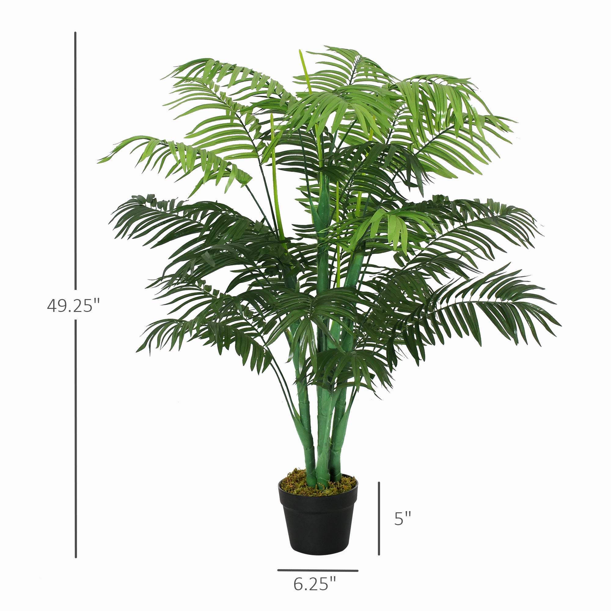 Outsunny 4FT Artificial Palm Tree, Fake Tropical Tree with Lifelike Leaves, Faux Plant in Pot for Indoor and Outdoor Decoration, Green