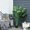 Outsunny 4FT Artificial Palm Tree, Fake Tropical Tree with Lifelike Leaves, Faux Plant in Pot for Indoor and Outdoor Decoration, Green