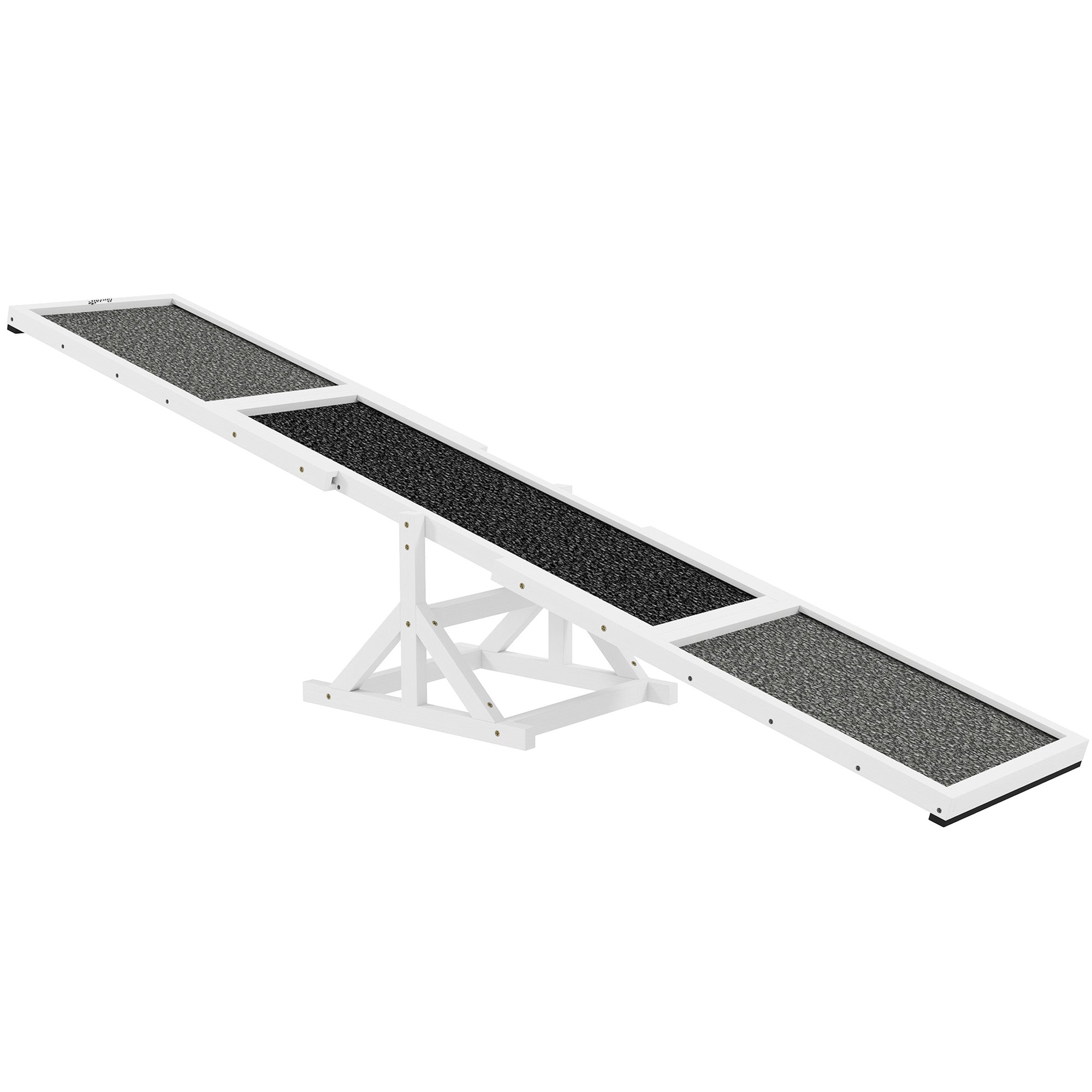 PawHut Wooden Dog Agility Seesaw for Training and Exercise, Platform Equipment Run Game Toy, Weather Resistant Pet Supplies, 83" L x 16" W x 14" H, White
