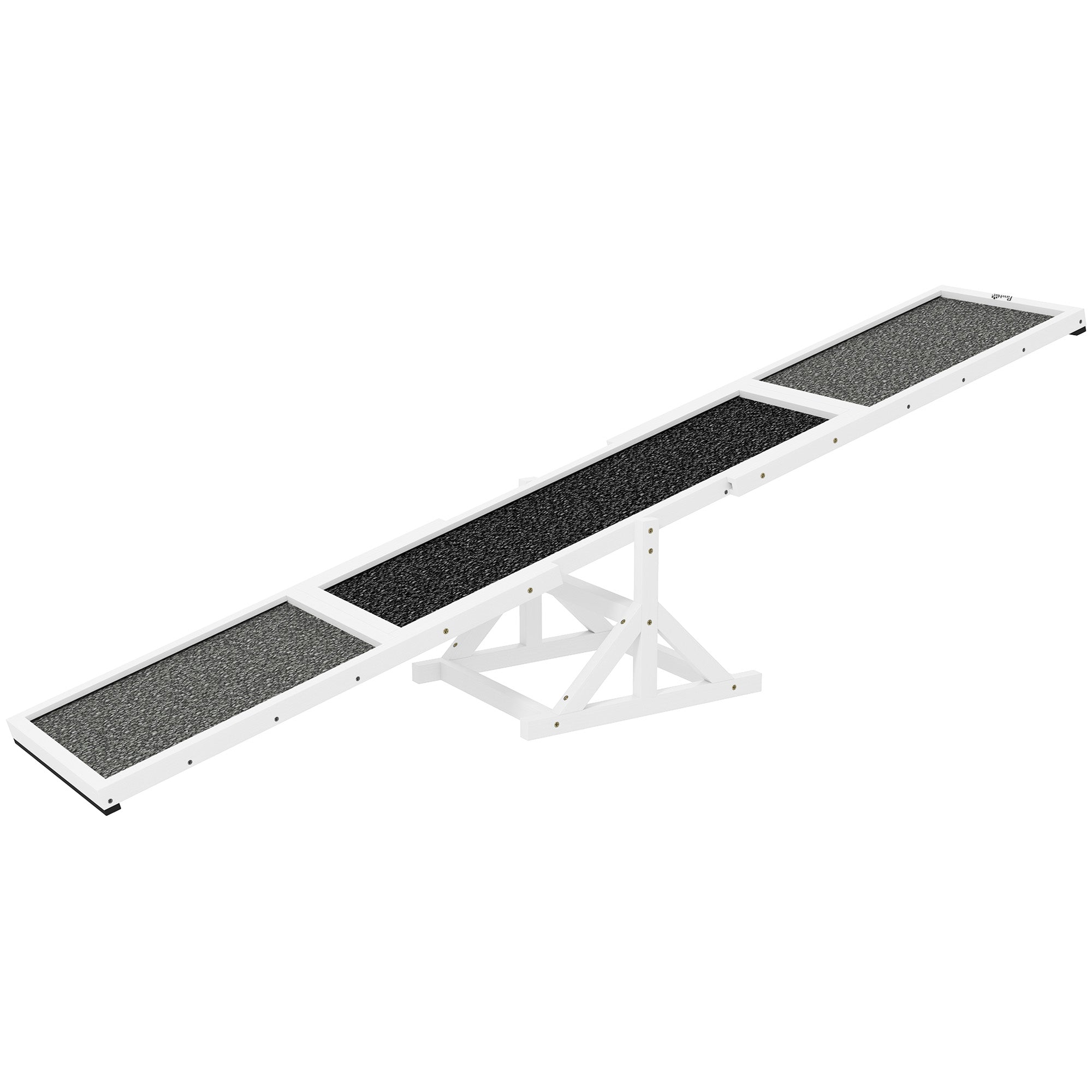 PawHut Wooden Dog Agility Seesaw for Training and Exercise, Platform Equipment Run Game Toy, Weather Resistant Pet Supplies, 83" L x 16" W x 14" H, White
