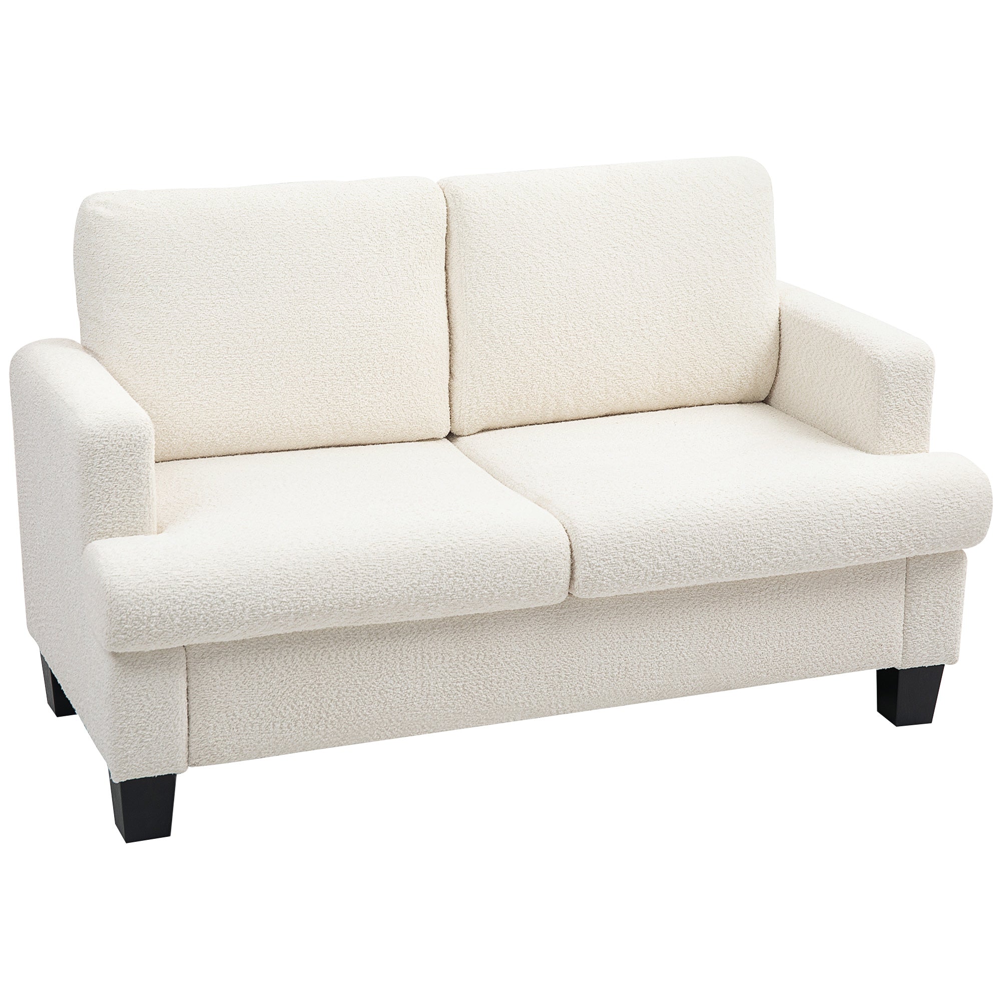 HOMCOM 54.3" Loveseat Sofa, Modern 2 Seater Sofa Couch with Removable Cushions, Upholstered Small Couch with Tapered Legs for Living Room, Bedroom and Small Space, Cream White