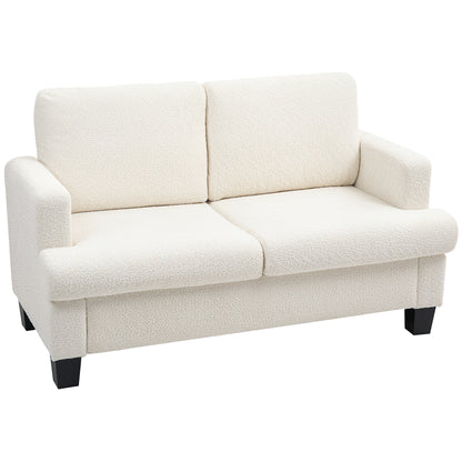 HOMCOM 54.3" Loveseat Sofa, Modern 2 Seater Sofa Couch with Removable Cushions, Upholstered Small Couch with Tapered Legs for Living Room, Bedroom and Small Space, Cream White