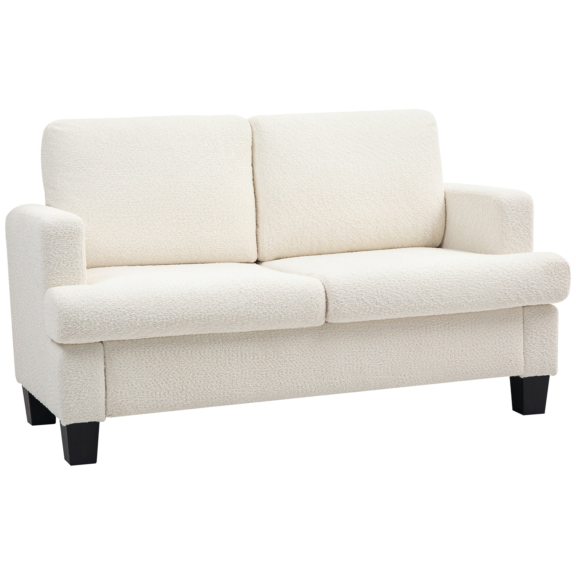 HOMCOM 54.3" Loveseat Sofa, Modern 2 Seater Sofa Couch with Removable Cushions, Upholstered Small Couch with Tapered Legs for Living Room, Bedroom and Small Space, Cream White