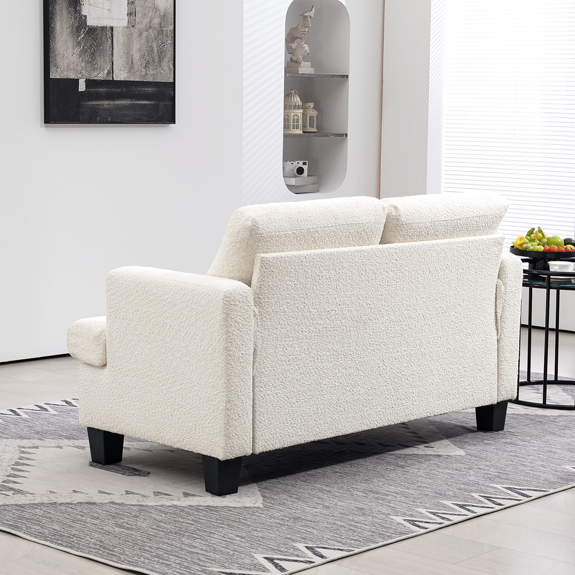 HOMCOM 54.3" Loveseat Sofa, Modern 2 Seater Sofa Couch with Removable Cushions, Upholstered Small Couch with Tapered Legs for Living Room, Bedroom and Small Space, Cream White